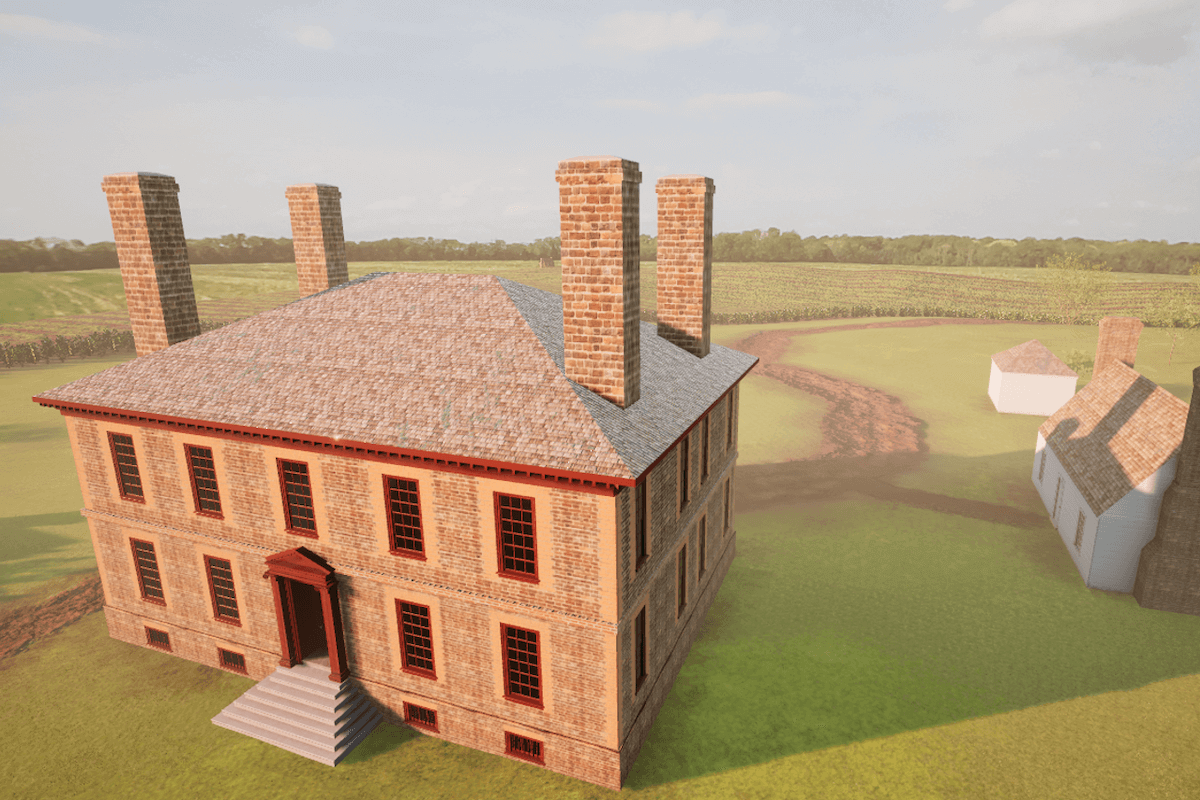 虚拟渲染的威尔顿家的原始财产在亨里科县，弗吉尼亚州.